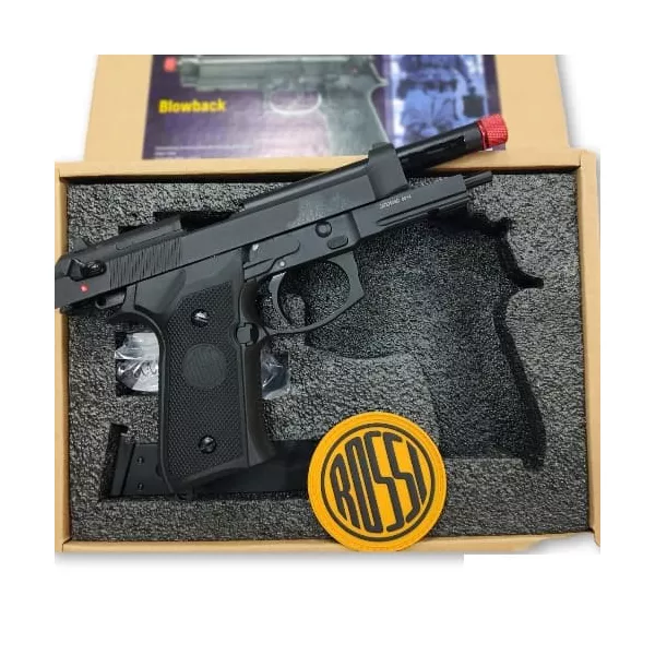 Pistola Airsoft Rossi M92 Preta GBB 6mm - Blowback, Full Metal, Disparo Automático e Semi - Alimentação Green Gás imagem 2
